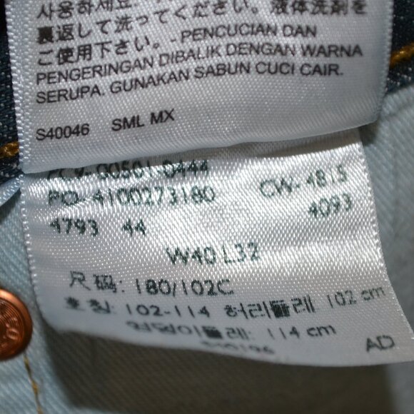 Levis 501 Denim Jeans Mens 40/32 Button Fly Big Mans 5 Pocket Straight Leg Pants - Picture 8 of 9